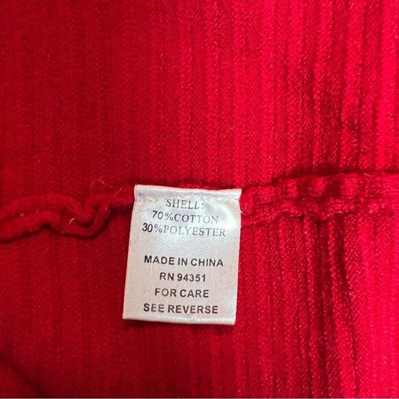 Joy Joy cardigan red knit ribbed frayed edge sweater size M/L - Picture 5 of 8